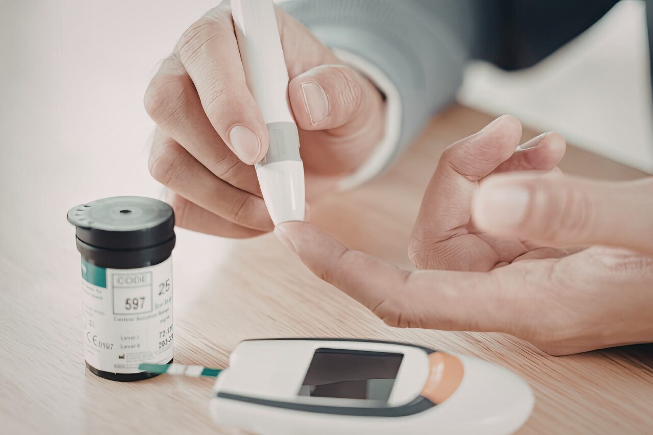 Finger-prick glucose test